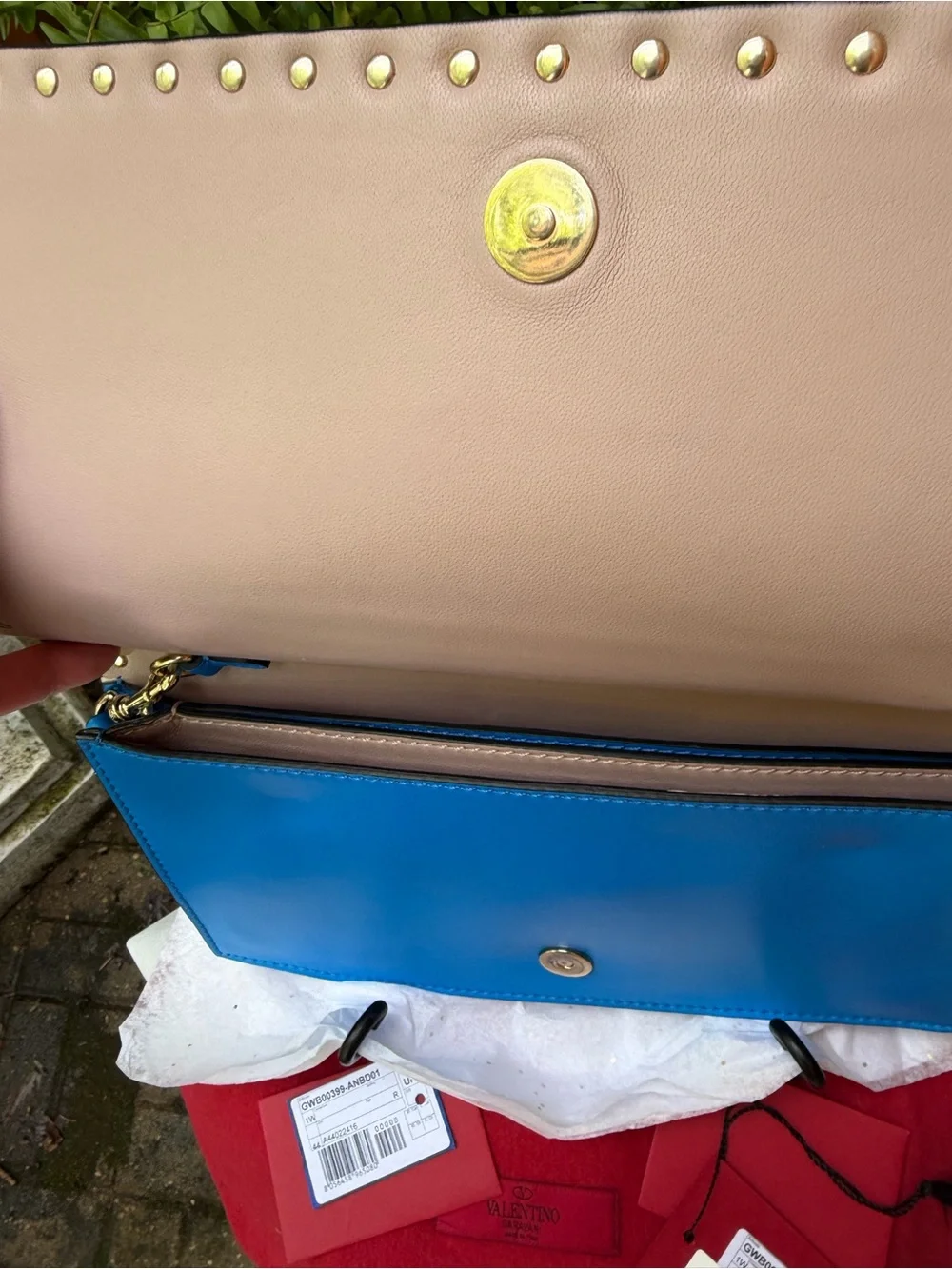 Valentino Garavani Colbalt Blue Rockstud Leather clutch LIKE NEW - Picture 7 of 13